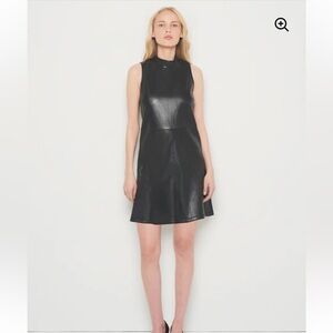 AS by DF Crawford 100% Upcycled Leather Black Sleeveless A Line Dress Size Small